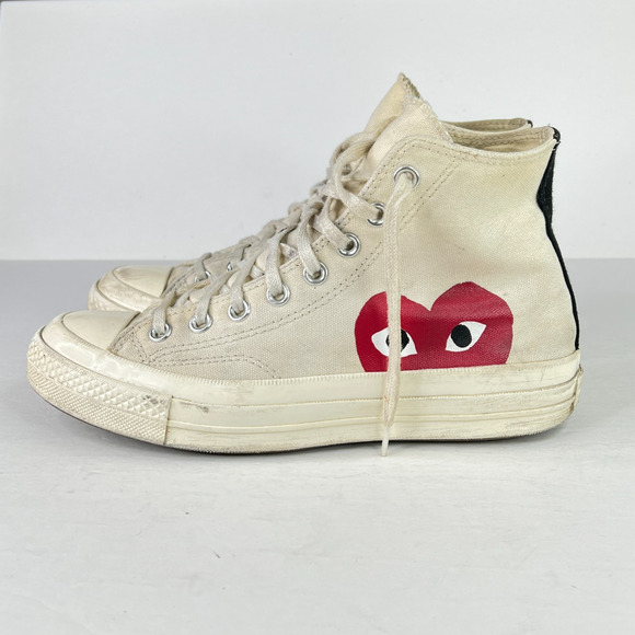 Converse x PLAY Comme des Garçons Chuck 70 High Top Sneakers FLAW White M7, W9 - Picture 4 of 11